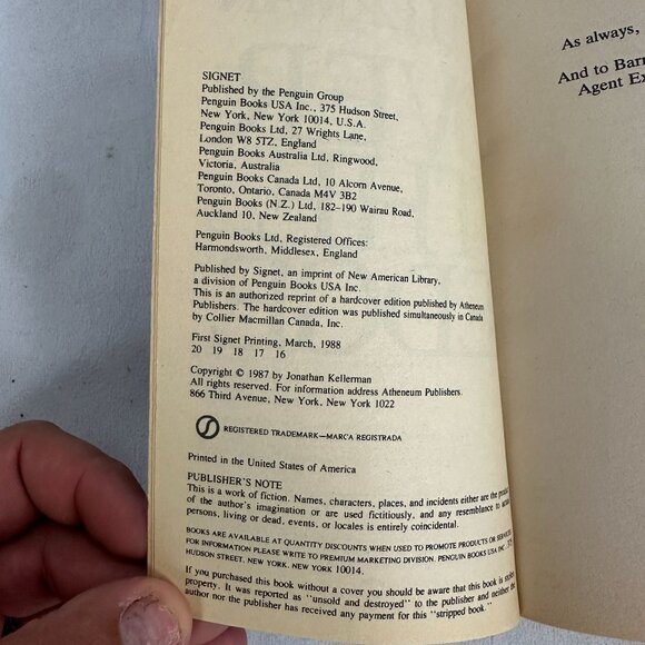 Jonathan Kellerman Over The Edge Paperback Alex Delaware Novel 1988 Signet - Picture 3 of 3